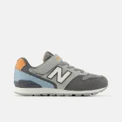 【NEW BALANCE】中大童 休閒鞋 經典 復古 W寬楦 NB 996 魔鬼氈 舒適 灰藍橘(YV996PB3)