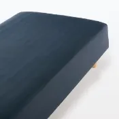 【MUJI 無印良品】再生聚酯速乾床包/D/深藍 40*198*30cm 附鬆緊帶