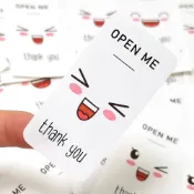 【ML嚴選】可愛表情封口貼紙 開箱貼紙 笑臉貼紙 感謝貼紙 OPEN ME 禮物包裝貼紙
