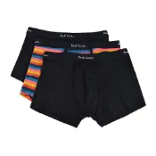PAUL SMITH白字LOGO黑/條紋組合棉質低腰平角內褲三件裝(男款/黑x寬條紋)
