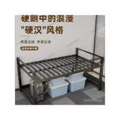 (店+)[最低下殺 免運]金屬鐵架半高床 高腳排骨架 小戶型香港定製一體鐵藝雙人半高床 單人鐵床架 工業風床架 家用雙人床