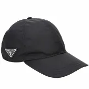 【PRADA 普拉達】新版三角牌再生尼龍棒球帽(黑色 遮陽帽 鴨舌帽)