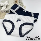 【HanVo】甜美愛心印花中腰內褲 透氣內褲 女生內褲 蕾絲內褲 女內褲 女性內褲 日系三角褲 內褲 A11-5332