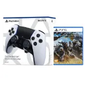 (店+)【SONY 索尼】PS5 DualSense Edge 無線控制器 (白色經典款) 台灣公司貨 + PS5 魔物獵人 荒野 中文版