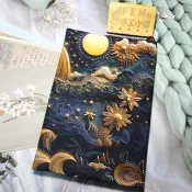 風景系列-高品質薄棉布料寫真立體太陽海布書衣-布書套-A5-25K
