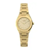 【TIMEX】天美時 Q Timex Continental 34毫米 小巧精緻 不鏽鋼錶帶腕錶 金 TXTW2Y68300