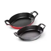 【STAUB】琺瑯鑄鐵雙耳橢圓烤盤24cm-顏色任選(德國雙人牌集團官方直營)