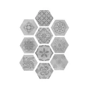 【生活良品】六角仿水泥花磚牆貼 水泥花磚款 20x23cm 每套10片(壁貼地板貼紙 防水即撕即貼)