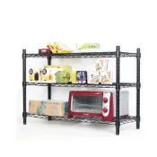 (店+)【旺家居生活】烤黑91x36x60cm三層架《免運費》三層置物架 波浪架 展示架 收納架 工作車 推車 鐵力士架《旺家居生活》
