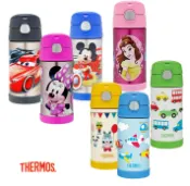 公司貨 THERMOS 膳魔師(含背帶/備用吸管)真空保冷瓶 保溫瓶 360ml米奇 米妮 麥坤 兒童水壺 吸管 學習杯