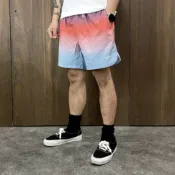 美國百分百【全新真品】HUGO BOSS 海灘褲 男款 泳褲 鬆緊 衝浪褲 logo 漸變色 短褲 DD40