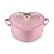 (店+)【Le Creuset】愛心鑄鐵鍋 20cm 1.9L 薔薇 心型淡金頭 法國製 愛心鍋 湯鍋 燉鍋 (電磁爐 IH爐可用)