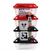 日本 DAISO 大創 米奇保鮮盒 紅黑4入 食品分裝盒 便當盒 零食盒 收納盒＊夏日微風＊