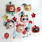 19寸卡通可愛動物鋁氣球兒童生日裝飾鋁箔派對用品節日派對需要裝飾年會用品活動DIY
