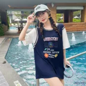 小胖達生活百貨 2024新款泳裝 分體泳衣 三件式 少女保守 遮肚顯瘦罩衫 泡溫泉 泳衣女
