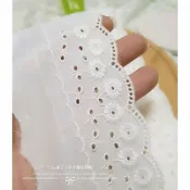 iAsa愛莎【現貨/手作材料】白色波斯菊刺繡棉布蕾絲花邊diy服裝童裝家居窗簾床套裝飾輔料