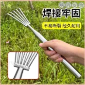 ✨臺灣出貨✨ 園林工具 不鏽鋼一體鋼柄耙子鬆土海鮮園林耙土蛤蜊趕海工具鬆土小耙子 YLGJ
