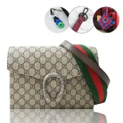【GUCCI 古馳】Dionysus 經典雙G緹花織帶虎頭釦飾翻蓋雙背帶酒神包斜背包(駝 買就送BV隨機吊飾鑰匙圈)