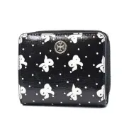 TORY BURCH 專櫃款 Robinson 蝴蝶結防刮零錢袋釦式短夾-黑色