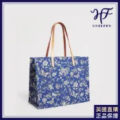 【HF】英國代購 Harrods正品 2026新款 哈洛德百貨 棉質蝴蝶花卉圖騰印花托特包 皮革提手手提包 側背包 女包