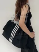 休閑帆布包包女潮鏈條托特包小香風大容量斜挎包流浪包側背包【時尚大衣櫥】