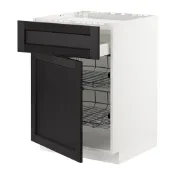 【IKEA 宜家家居】METOD/MAXIMERA 爐具底櫃附抽屜/2網籃, 白色/lerhyttan 黑色, 60x60x80 公分