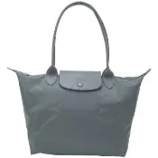 【LONGCHAMP】Le pliage One 中型 長提把肩背摺疊純色水餃包(M/烟灰色)(尼龍包 購物包 通勤包)