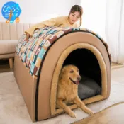 狗窩冬天保暖大型犬超大狗屋房子冬季可拆洗金毛寵物用品四季通用 居家狗床 室內寵物窩 客廳寵物床 臥室睡墊 陽台寵物房子