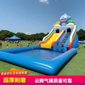【廠家直銷--聊聊客服】 大型特厚充氣水池兒童戶外游泳池成人水上樂園闖關手搖船滑梯戲水