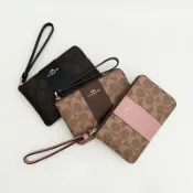 美國百分百【全新真品】COACH 手拿包 CW854 CS602 長夾 皮革 錢包 logo印花 三色 CZ18