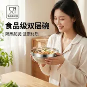 鮮貨🚚不鏽鋼碗特厚316L家用食堂雙層碗隔熱防燙成人泡麪碗兒童碗防燙碗