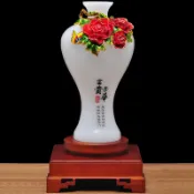 協貿國際日用品生活7館 琉璃玉花瓶擺件白玉瓶中式客廳家居博古架裝飾品琺瑯彩創意工藝品