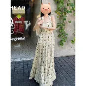 【度假風】高級感 法式 無袖 掛脖 印花 連衣裙子 女 夏季2026新款 海邊 度假 露背長裙 海邊度假 洋裝 女裝 