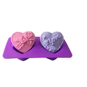 2連孔 LOVE 愛心 玫瑰矽膠膜  手工皂模