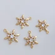 宏雲Hongyun-Ala-0801--保色14K包金經典款鋯石六芒星雪花吊墜diy手工飾品項鏈掛件吊飾