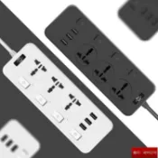 鶴町商社 美規插座電腦延長線2米長4開3座3usb多孔智能萬用插頭電源開關220V排插