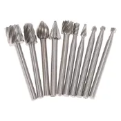 Kkmoon 電動研磨配件 10pcs 3mm 柄 HSS 路由器鑽頭旋轉銼刀, 用於鑽木工工具套裝 CNC 雕刻
