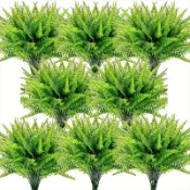 套件 4 件裝蕨類植物花束人造灌木樹葉逼真裝飾牡丹花熱帶樹葉盆景