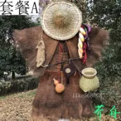 蓑衣斗笠帽草鞋竹簍餐館農家樂裝飾掛件仿古防雨披肩特色傳統手工