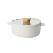 (店+)【HOLA】FIKA APEX系列陶瓷不沾鑄造雙耳湯鍋附蓋20CM-木柄