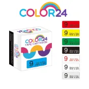 COLOR24 for EPSON 9mm 防水護貝 相容副廠標籤帶 LW-K200BL LW-C410 LW-600P