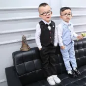 男童西裝套裝(含領結/襯衫/馬甲/長褲)四件套 男孩小西裝 花童禮服 男寶紳士服 春秋款童裝