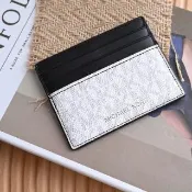 【Michael Kors】經典滿版MK印花拼接信用卡名片夾隨身卡(黑白)