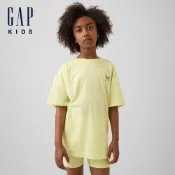 【Gap】Gap × Disney迪士尼兒童寬版圖案長版T恤-佛手柑橘色(880152)