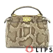 【DOKODEMO】Fendi Mini Peekaboo 兩用手提包 8BN244 蟒蛇紋女士手提包
ブラウン（已使用）