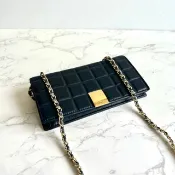 絕版古董包 Chanel黑色冰格長夾 錢包 斜背包 側背包 單肩包 中古