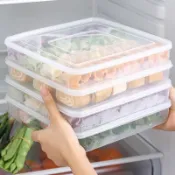 協貿國際日用品生活1館 冰箱收納保鮮盒密封超大容量冷凍食物速凍餃子盒專用塑料多層托盤