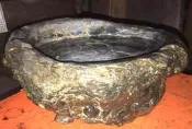 台灣 南投 埔里 黑膽石 台座 乾式 茶盤 擺件 整顆原石 展示座 龜甲石