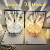 ✨超值特賣✨ 2026新款3D立體生日賀卡音樂燈光 定製祝福卡片蛋糕高級感 男女朋友生日禮物 驚喜卡