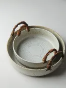 協貿國際日用品生活4館 穗千堂日式碗盤復古粗陶菜盤藤編蔬菜水果盤手工盤子創意家用餐具